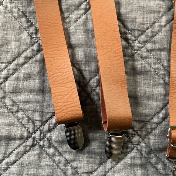 Faux Leather Suspenders - Light Brown - Picture 2 of 5